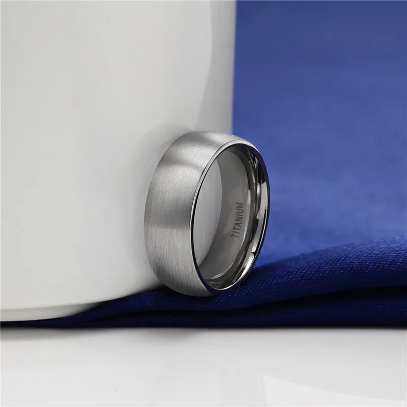Tigrade 4/6/8mm Brushed Simple Silver/Black Color Titanium Ring Men Minimalist Wedding Band Engagement Rings Women Male Jewelry