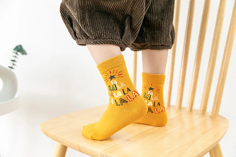 5Pairs/lot Kids Socks Autumn Winter Socks Children Cotton Christmas Socks For Students Girls Boys Cartoon Cute Warm Socks