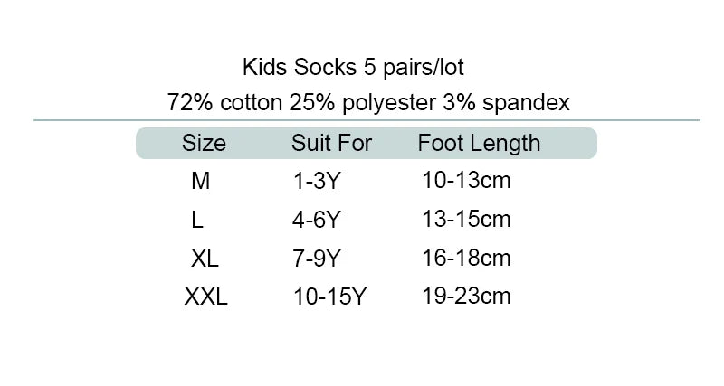 5Pairs/lot Kids Socks Autumn Winter Socks Children Cotton Christmas Socks For Students Girls Boys Cartoon Cute Warm Socks