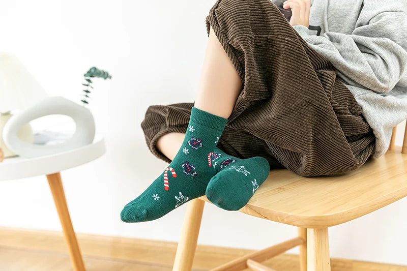5Pairs/lot Kids Socks Autumn Winter Socks Children Cotton Christmas Socks For Students Girls Boys Cartoon Cute Warm Socks