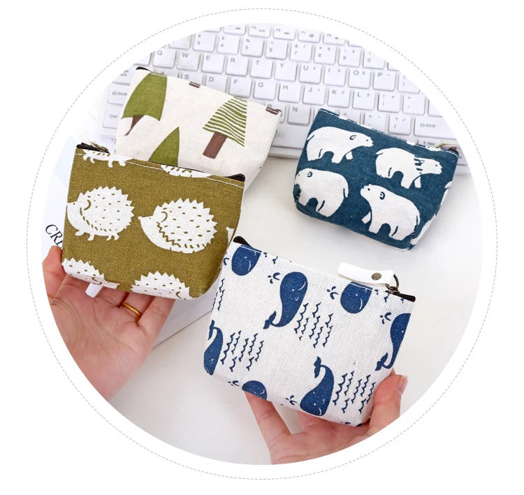 Fashion Kawaii Coin Purse Canvas Mini Floral Clutch Purse Women Girls Kids Cheap Coin Pouch Change Purses Clutch Bags Wholesale