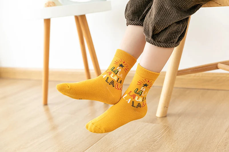 5Pairs/lot Kids Socks Autumn Winter Socks Children Cotton Christmas Socks For Students Girls Boys Cartoon Cute Warm Socks