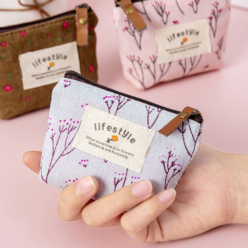 Fashion Kawaii Coin Purse Canvas Mini Floral Clutch Purse Women Girls Kids Cheap Coin Pouch Change Purses Clutch Bags Wholesale