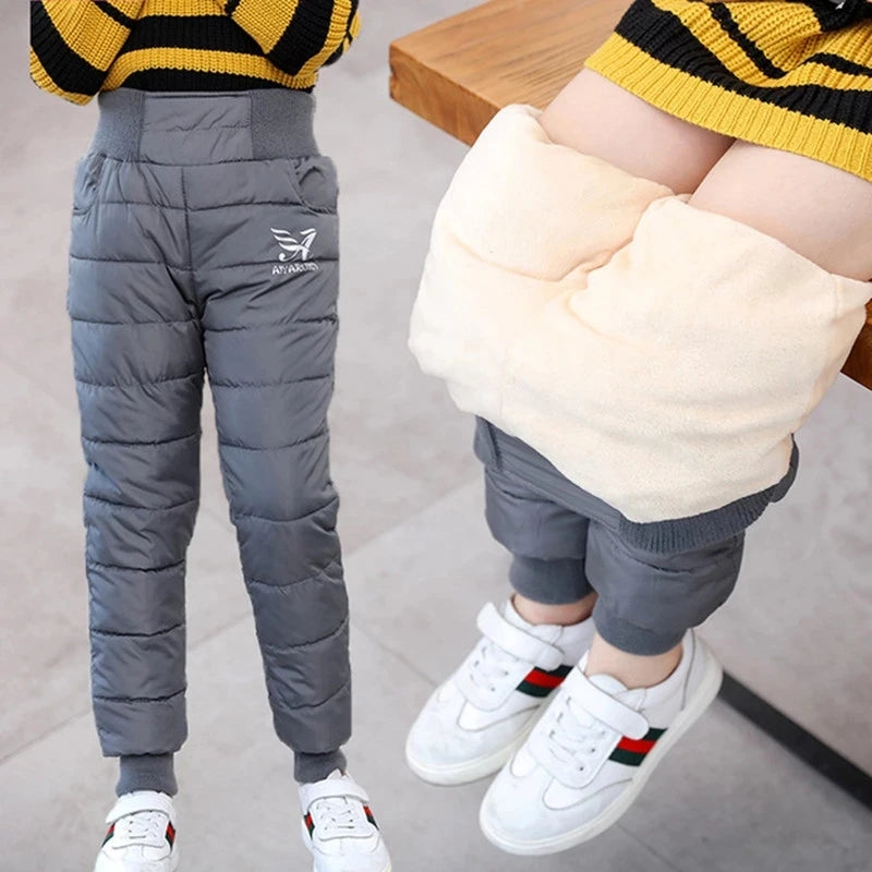 Winter Thicken Warm Pants Girls Casual Wide Leg Pants For Kids School Loose Fleece Sport Trousers 5-14 Year Children Clothes