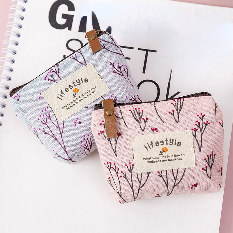 Fashion Kawaii Coin Purse Canvas Mini Floral Clutch Purse Women Girls Kids Cheap Coin Pouch Change Purses Clutch Bags Wholesale