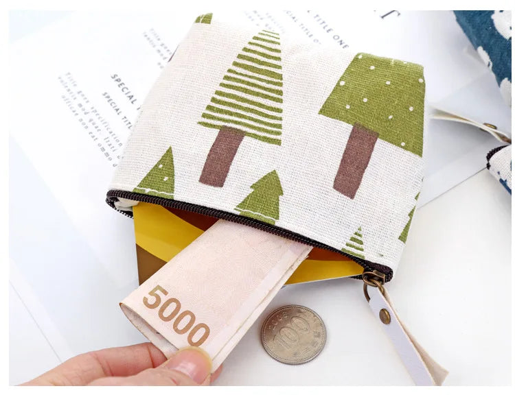 Fashion Kawaii Coin Purse Canvas Mini Floral Clutch Purse Women Girls Kids Cheap Coin Pouch Change Purses Clutch Bags Wholesale