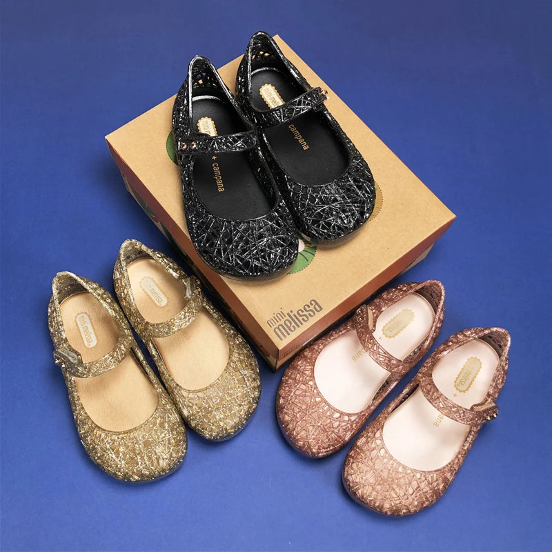 Mini Melissa Campana Zig Zag VI Girl Jelly Shoes Beach Sandals 2020 Baby Shoes Soft Melissa Sandals Kids Non-slip Princess Shoes