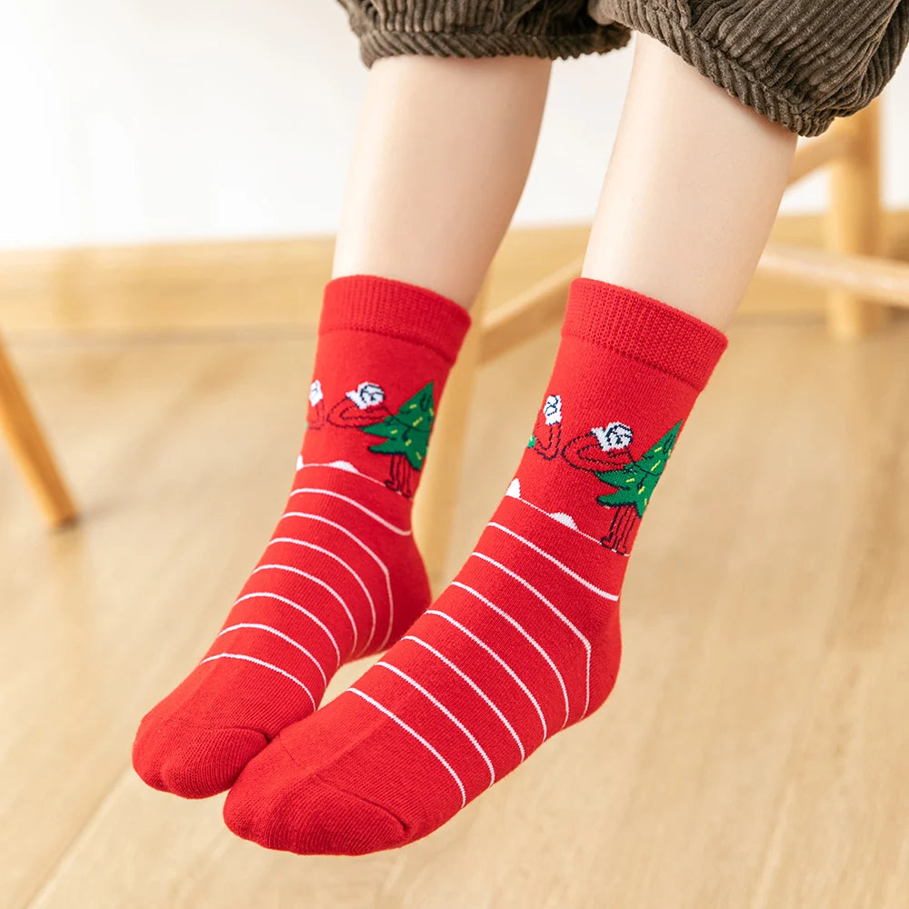 5Pairs/lot Kids Socks Autumn Winter Socks Children Cotton Christmas Socks For Students Girls Boys Cartoon Cute Warm Socks