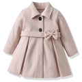 New Baby Girls Woolen Jacket Coat Kids Winter Outerwear Clothes Children Spring Autumn Mid-length Windbreaker for 2-6 Years Wear