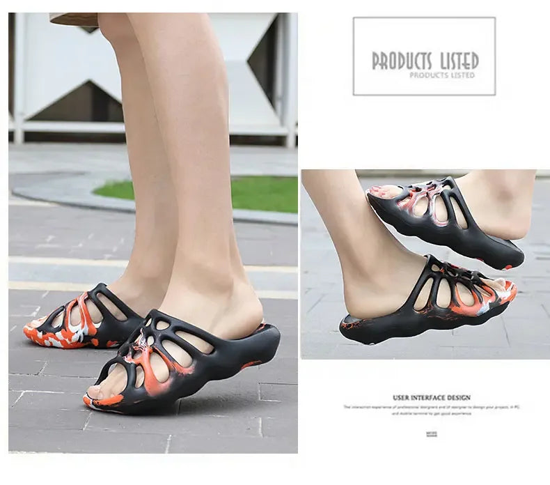 Summer Men Women EVA Slippers Spider Wed Vamp Platform Soft Sole Beach Sandals Styreet Style Couples Slides Shoes