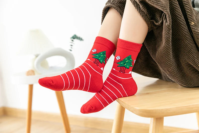 5Pairs/lot Kids Socks Autumn Winter Socks Children Cotton Christmas Socks For Students Girls Boys Cartoon Cute Warm Socks