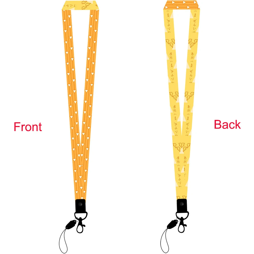 Cute Anime Lanyard Keychain kimetsu no yaiba demon Slayer ID Card Pass Gym Phone Holder Key Ring for Women Men Necks Accessories