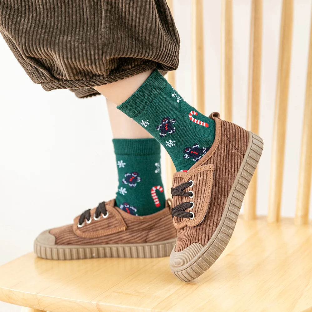 5Pairs/lot Kids Socks Autumn Winter Socks Children Cotton Christmas Socks For Students Girls Boys Cartoon Cute Warm Socks