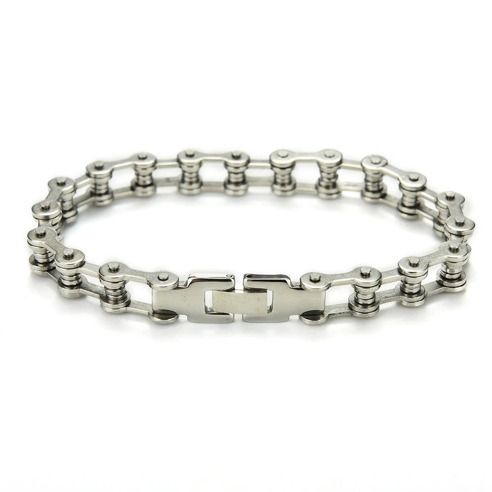 Fashion Men Women Biker Bicycle Motorcycle Chain Bracelet Bangle Punk Stainless Steel Bracelet Men Bangle 8.5"