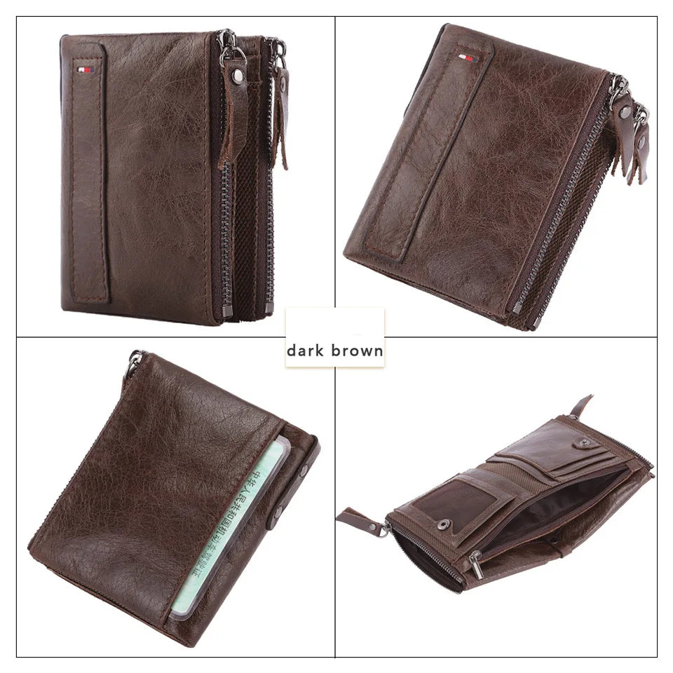 Men Wallets 100% Genuine Cow Leather Short Card Holder Leather Men Purse High Quality Luxury Brand Male Wallet