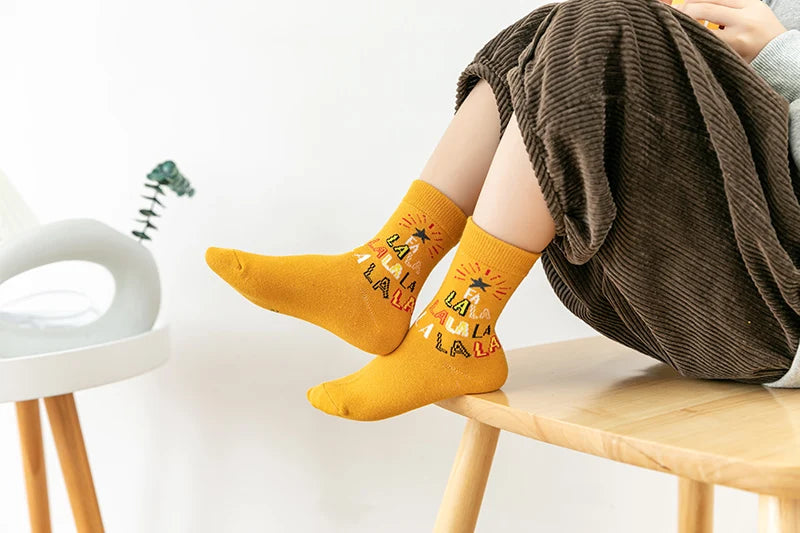 5Pairs/lot Kids Socks Autumn Winter Socks Children Cotton Christmas Socks For Students Girls Boys Cartoon Cute Warm Socks
