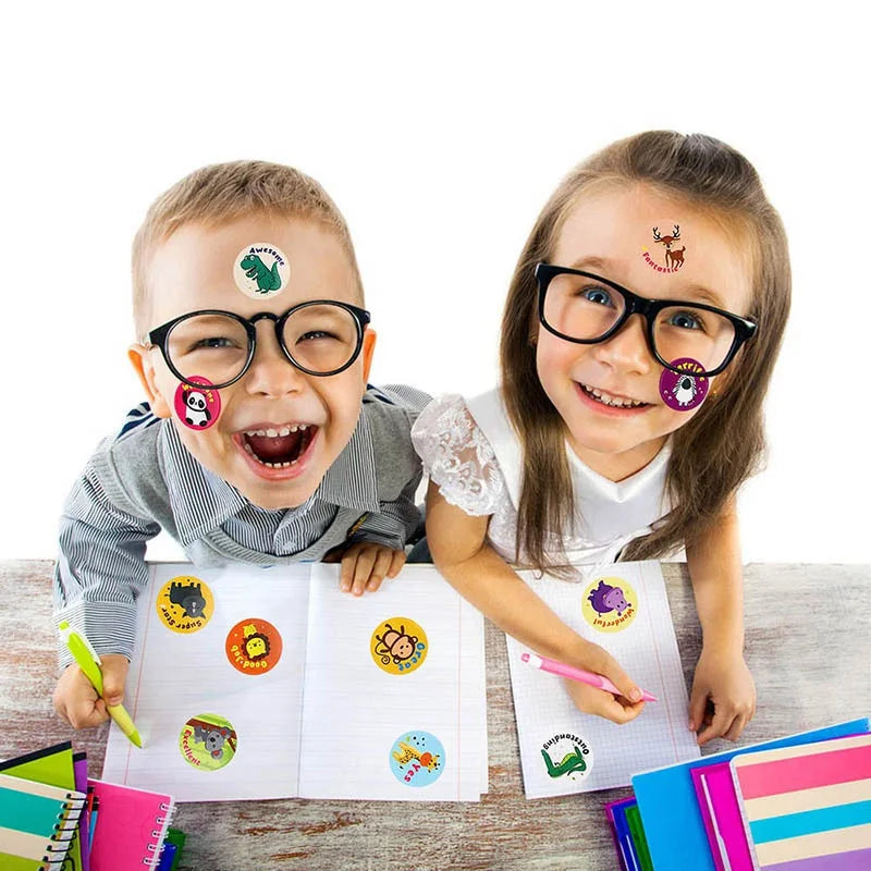 500Pcs Reward Stickers Motivational Stickers Roll for School Reward Students Teachers Cute Animals Stickers Labels