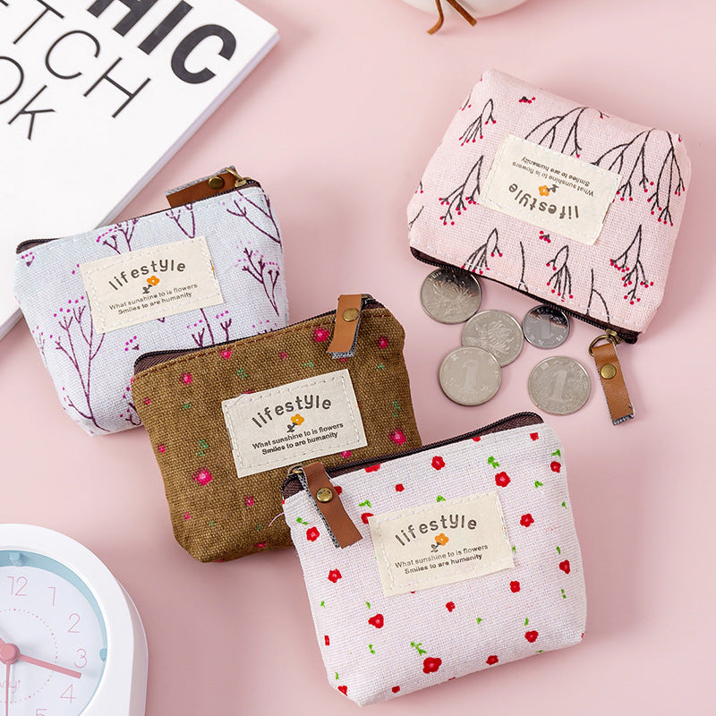 Fashion Kawaii Coin Purse Canvas Mini Floral Clutch Purse Women Girls Kids Cheap Coin Pouch Change Purses Clutch Bags Wholesale