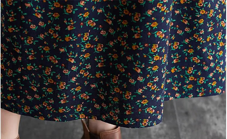 long sleeve cotton linen ruffle vintage floral new in dresses for women casual loose spring autumn dress elegant clothing 2026