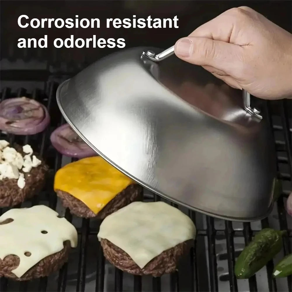 Thickened Round Pan Cover Stainless Steel Pot Lid Household Burger Cheese Melting Lid for Outdoor Camping Picnics Kitchen Tools