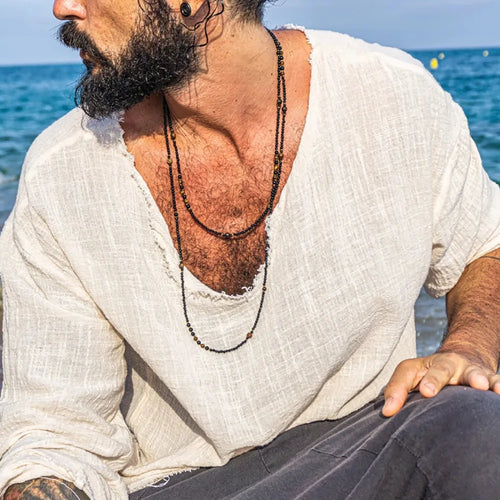 1PC Fashion Vintage Ethnic Wooden Beaded Necklace for Men Hippie Necklace Man Tribal Jewelry