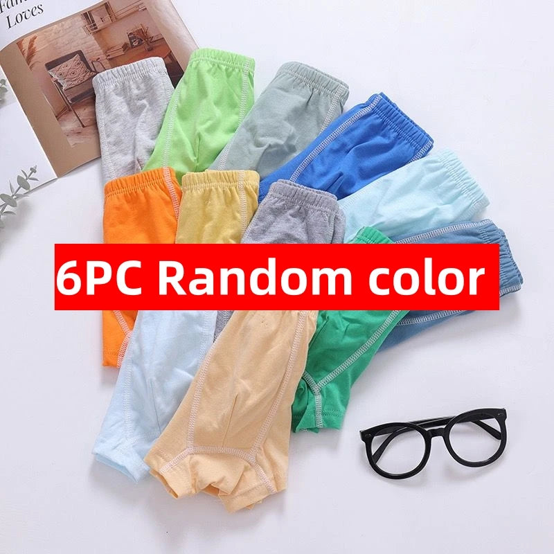 6pc Boys Boxer Solid Underwear Baby Panties Briefs Kids Panties for Children 2-10Years