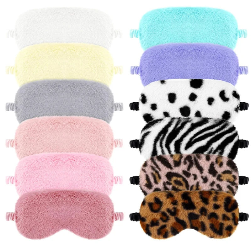 Soft Plush Sleeping Mask Cute Rabbit Fur Blindfold for Nap Eye Cover Health Sleep Aid for Men Women Students All Seasons