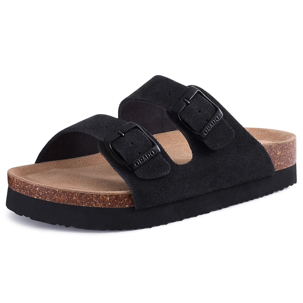 Kidmi Women's Genuine Suede Clogs Soft Footbed Leather Potato Shoes Comfort Slip On Clogs with Arch Support Fashion Home Slipper