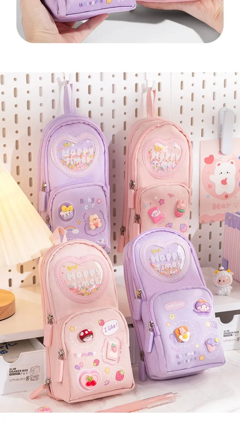 High Appearance Cute Cartoon Shaped Handheld Pencil Case with Large Capacity and Dirt Resistant Stationery Storage Bag