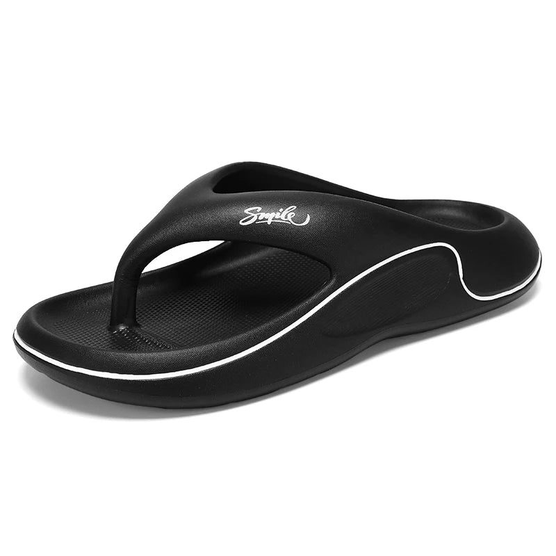 Men's flat slippers summer thick soft sole eva slippers outdoor beach sandals women's 45 non-slip comfortable bathroom slippers