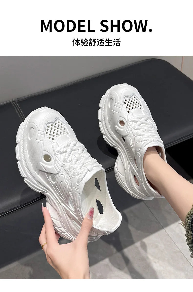 Women's Soft EVA Summer Sandals round Toe Flat Home Slides Dry Wedges Platform Beach Sandals with Thick Bottom for Garden Use