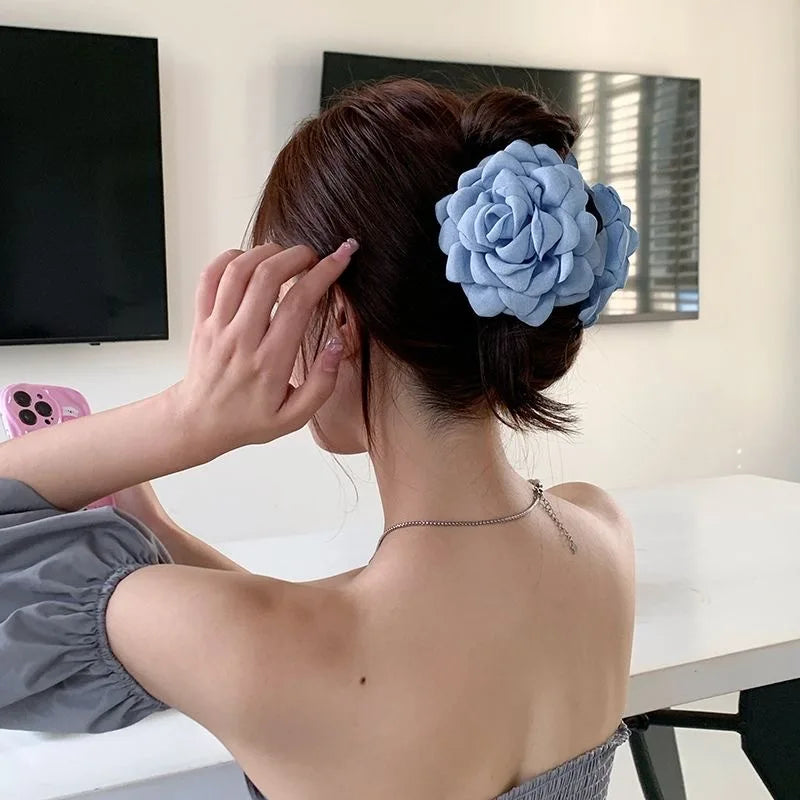 French Fabric Rose Flower Hair Claw Clips For Women Girls Hair Clip Barrette Hairpins Hair Clamps Headwear Hair Accessories Gift