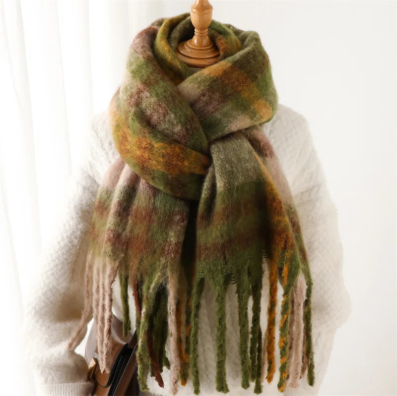 Korean Winter Imitation Cashmere Scarf Student Neck Thick Warm Shawl Men Women Popular Tassel Scarves Bufanda Blanket Thickening