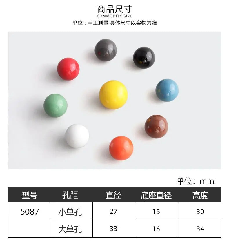 Handles Drawer Cabinet Furniture Kitchen Handles for Cabinet Knob Door Drawer Knob Colour Ceramics Rotundity Single Hole