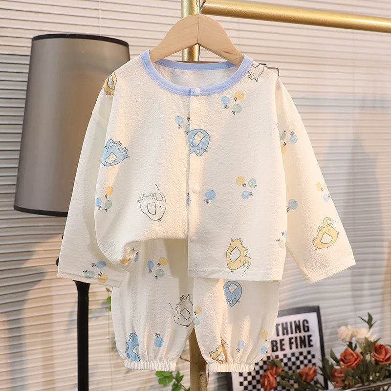 Kid Cute Cartoon New Sleepwear 2pcs Toddler Children Homewear Pajamas Thin Spring Summer Boys Girl Air Conditioning Clothing