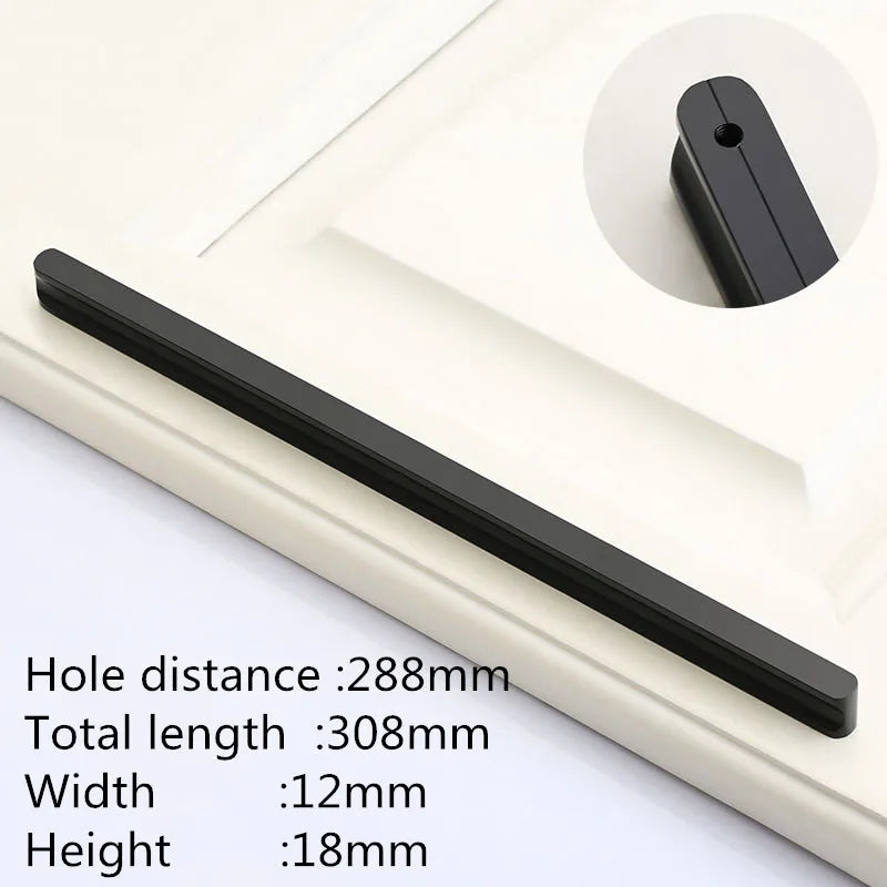 VARMSTUGA American Simple Black Aluminum Alloy Kitchen Cabinet Door Knobs and Handles Drawer Pulls Furniture Handle Hardware