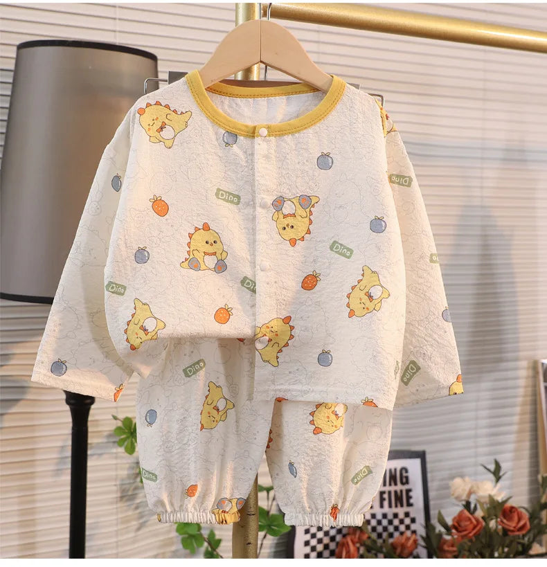 Kid Cute Cartoon New Sleepwear 2pcs Toddler Children Homewear Pajamas Thin Spring Summer Boys Girl Air Conditioning Clothing