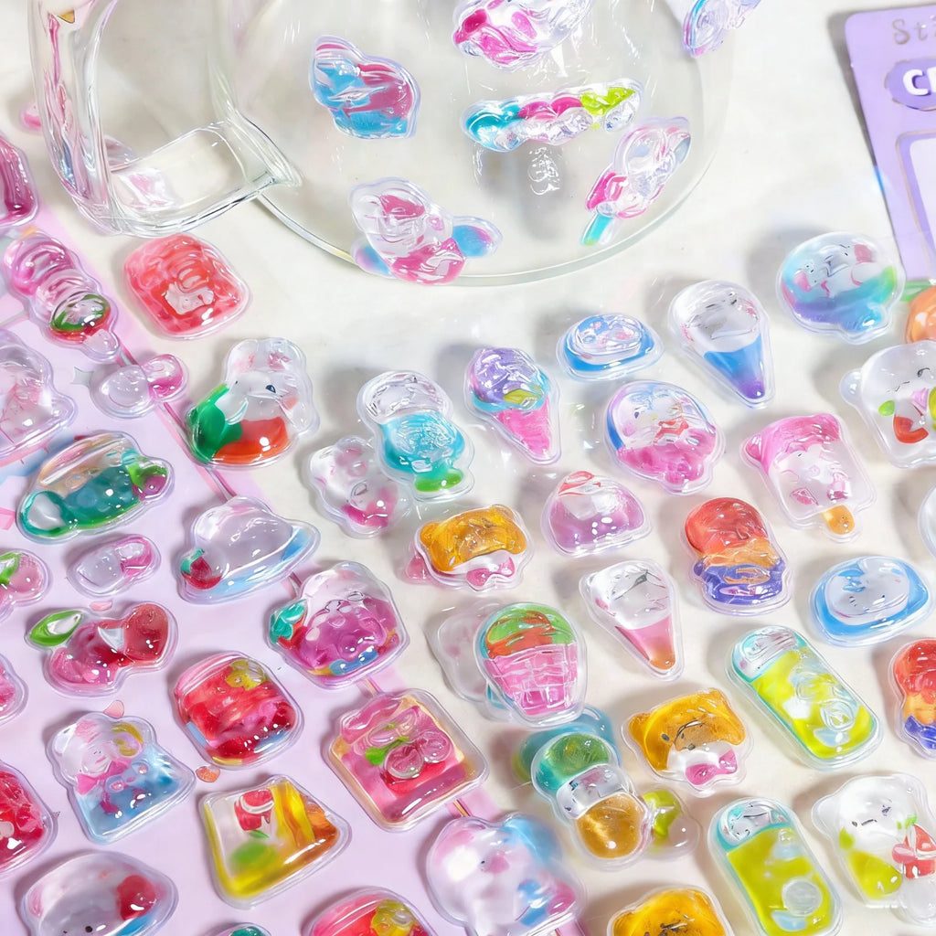 Kawaii Japanese Animal Sushi 3D Relief Drop Sticker for Scrapbooking Cute DIY Phone Case Decor Sticker School Stationery Supply
