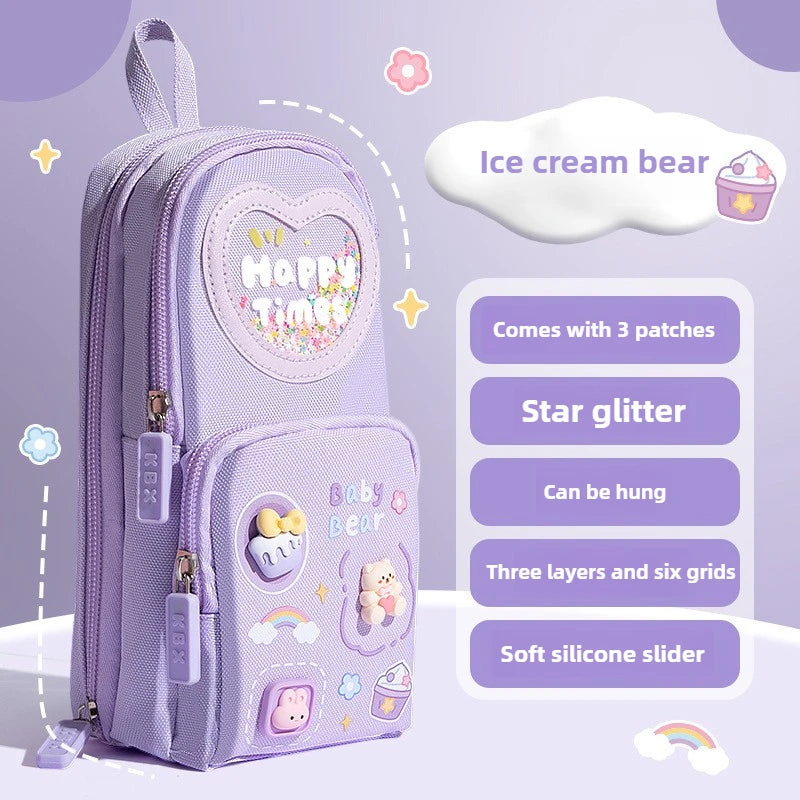 High Appearance Cute Cartoon Shaped Handheld Pencil Case with Large Capacity and Dirt Resistant Stationery Storage Bag
