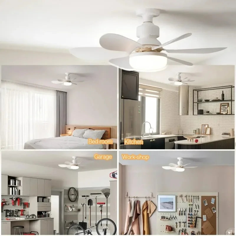 LED Ceiling Fan Light E27 with Remote Control for Dimming, Suitable for Living Room, Study, Household Use, 85-265V