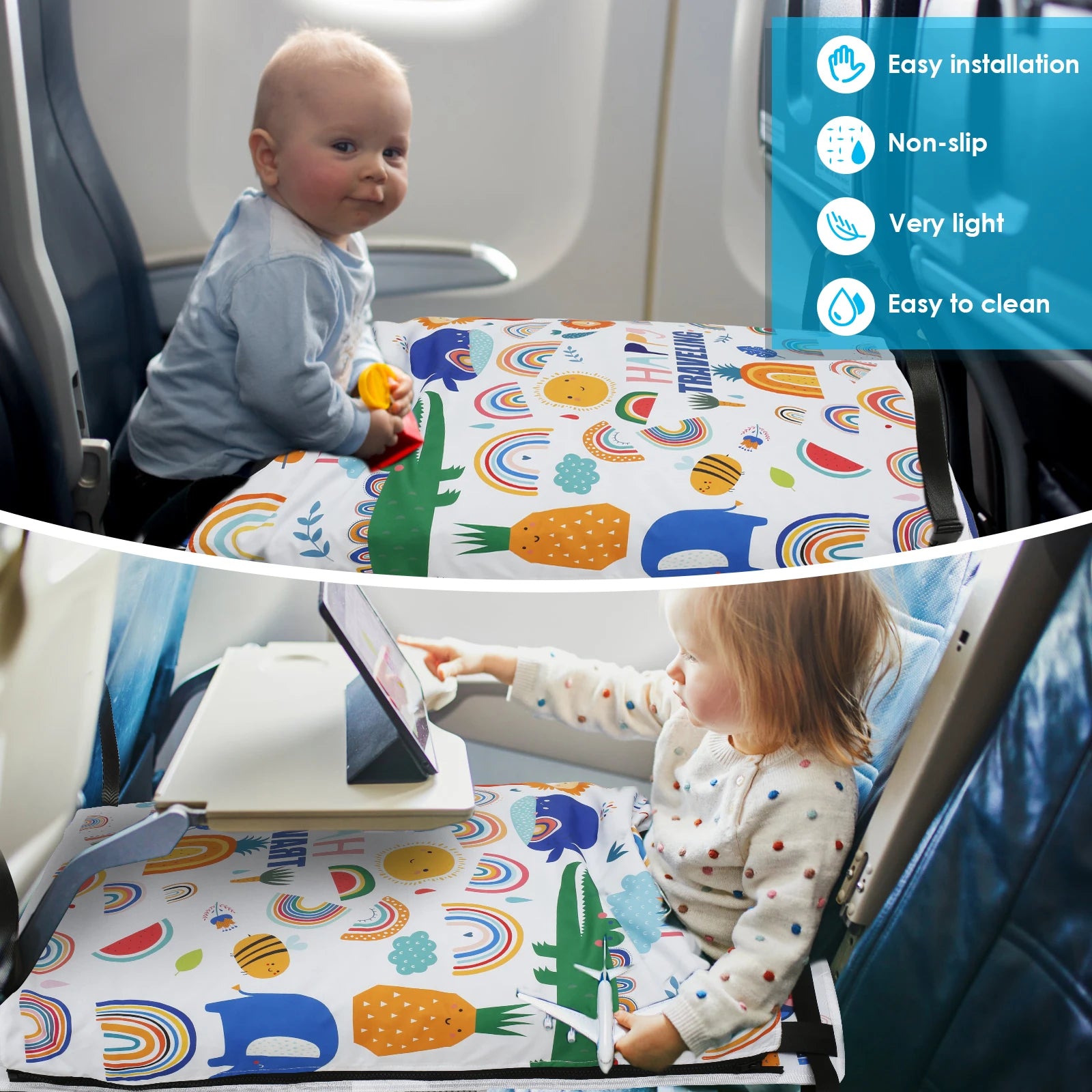Toddler Travel Airplane Bed with Quilt Portable Children Pedals Beds Comfortable Aircraft Hammock Seat Extender Extra Leg Room