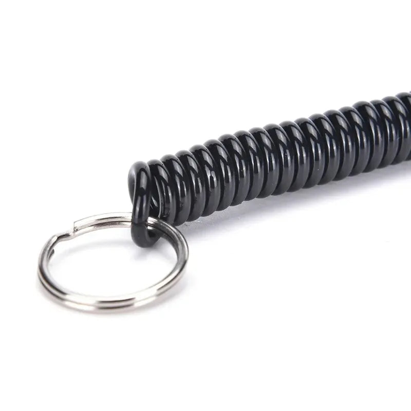 2PC  Plastic black extendable spring coil spiral tension chain keychain keychain keychain