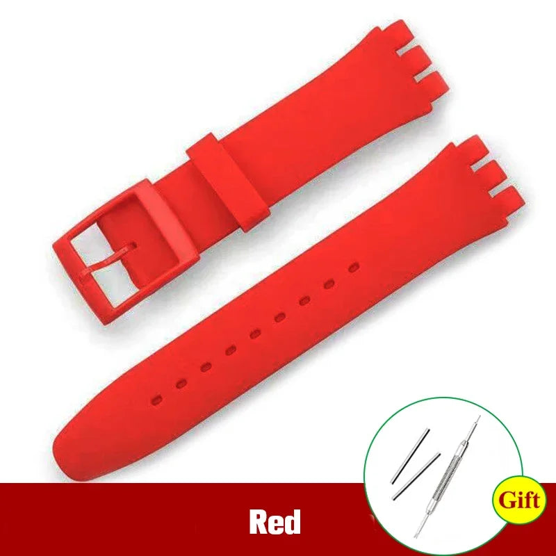 for Swatch Men Women Rubber Watch Band Soft Silicone Straps 16mm 17mm 19mm 20mm Sport Replacement Bracelet Wristbelt Accessories