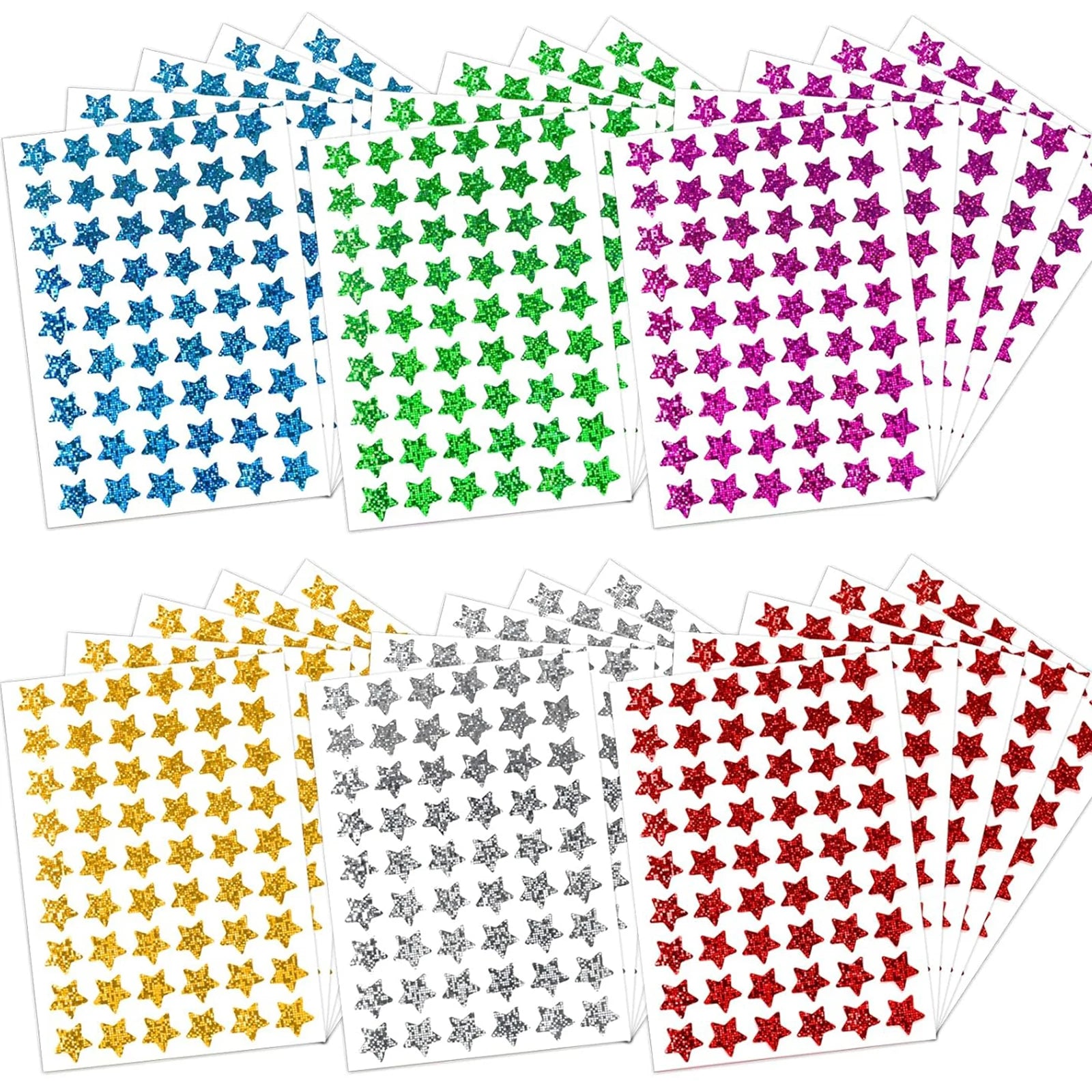 6 Colors Holographic Star Reward StickersFoil Sparkly Star Stickers For Kids Behavior Chart, School Classroom Student Teacher Su