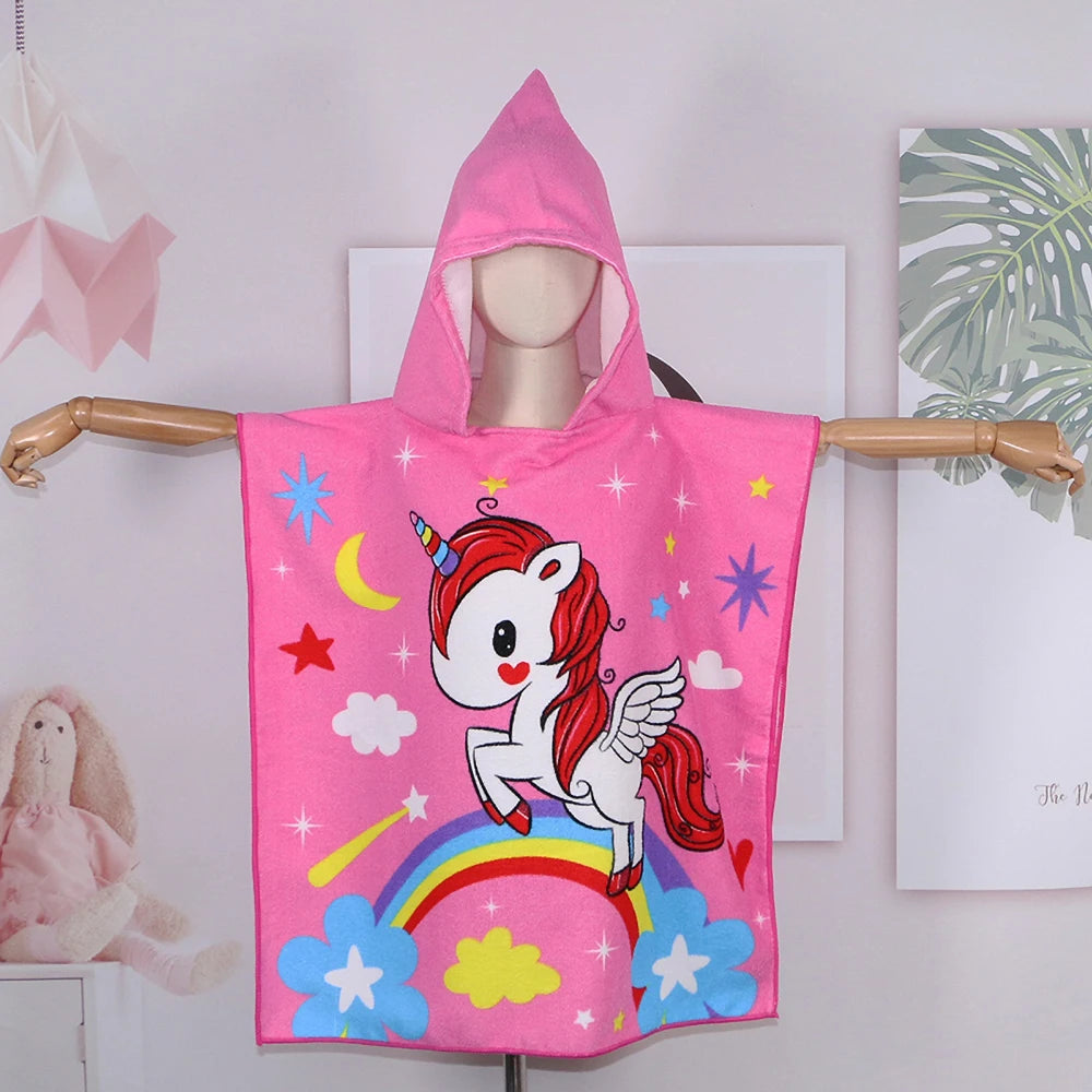 Unicorn Bathrobes for Children Baby Kids Cartoon Beach Towels Kids Bath Stuff Poncho Toddler Newborn Wrap Blanket Baby Bath Robe