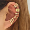 4PCS/SET New Design Gold Silver Color Metal Geometric Irregular Tassel Chain Clip Earrings for Women Non Pierced Ear Cuff 2023