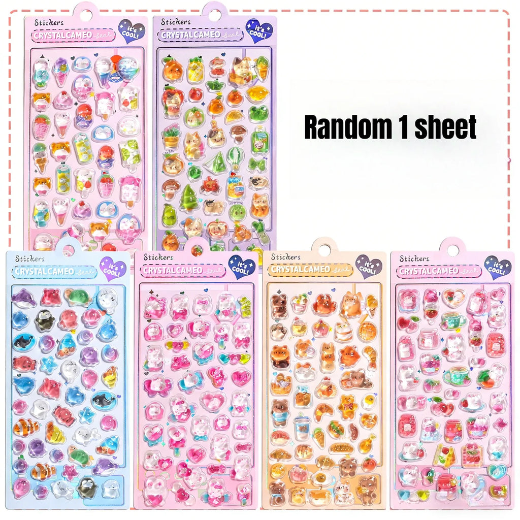 Kawaii Japanese Animal Sushi 3D Relief Drop Sticker for Scrapbooking Cute DIY Phone Case Decor Sticker School Stationery Supply