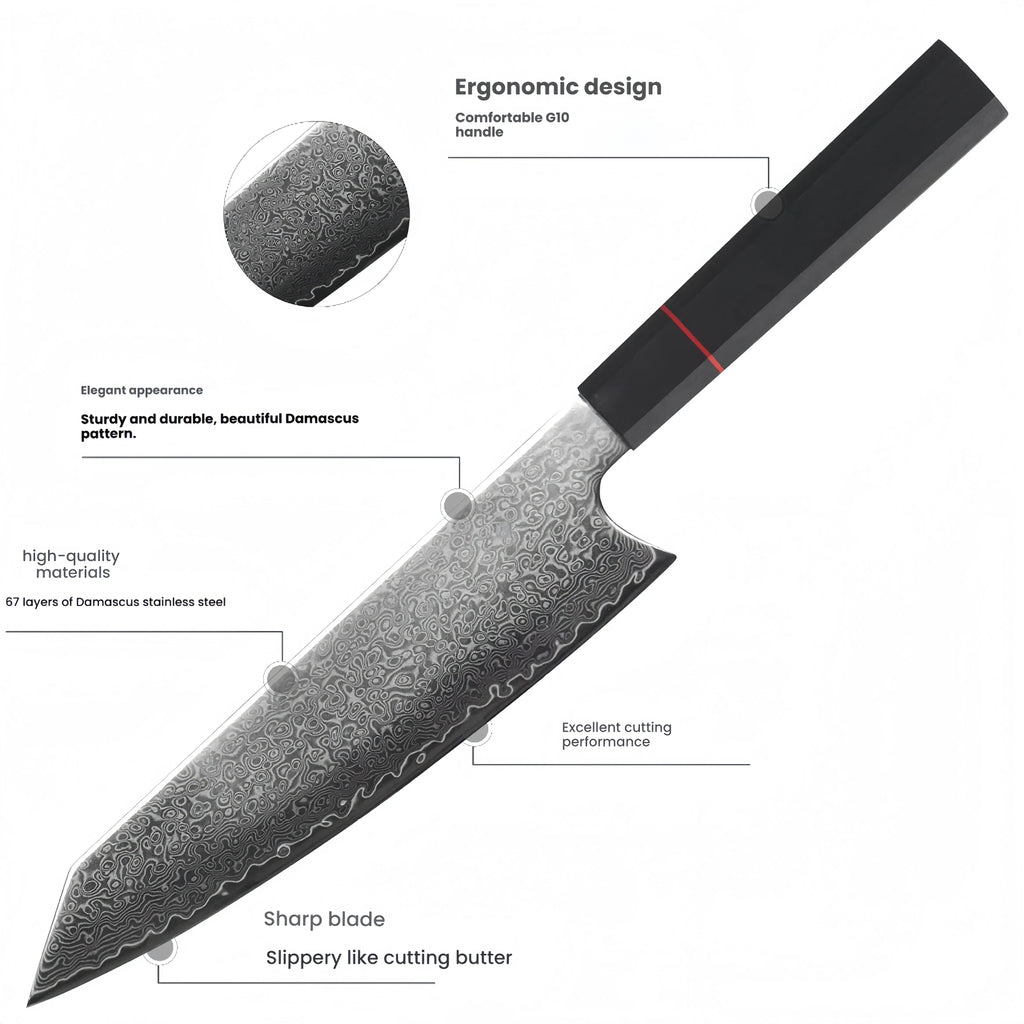 Professional Damascus Knife Cleaver Meat Slicing Fruit Fish BBQ Boning Knife G10 Handle Damascus Steel Kitchen Knives Chef Knife