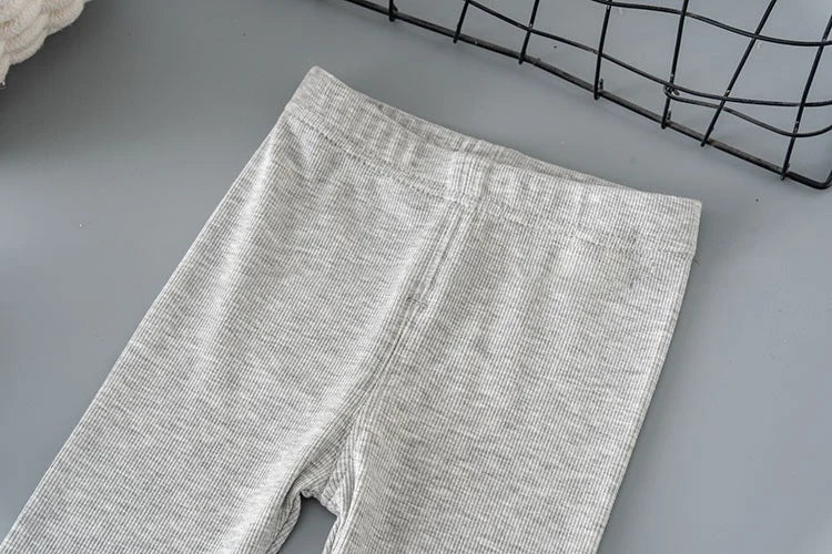 Kids Girls Spring Fall Bottom Legging Solid Elastic Waist Soft Rabbit Embroidery Pattern Pants 2-6Y Children Bottom Trouser