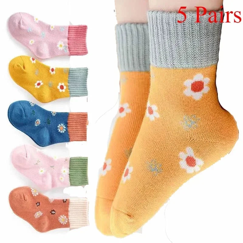 5 Pairs Kids Boys Socks Tennis Children Sport School Students Socks Spring Autumn Soft Cotton Toddler Mid Tube Girls Sports Sock
